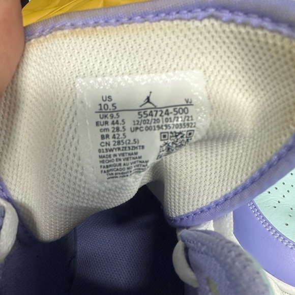 Nike Men's Air Jordan Retro I 1 Mid Purple Aqua Arctic Punch size 10.5 - Picture 7 of 8